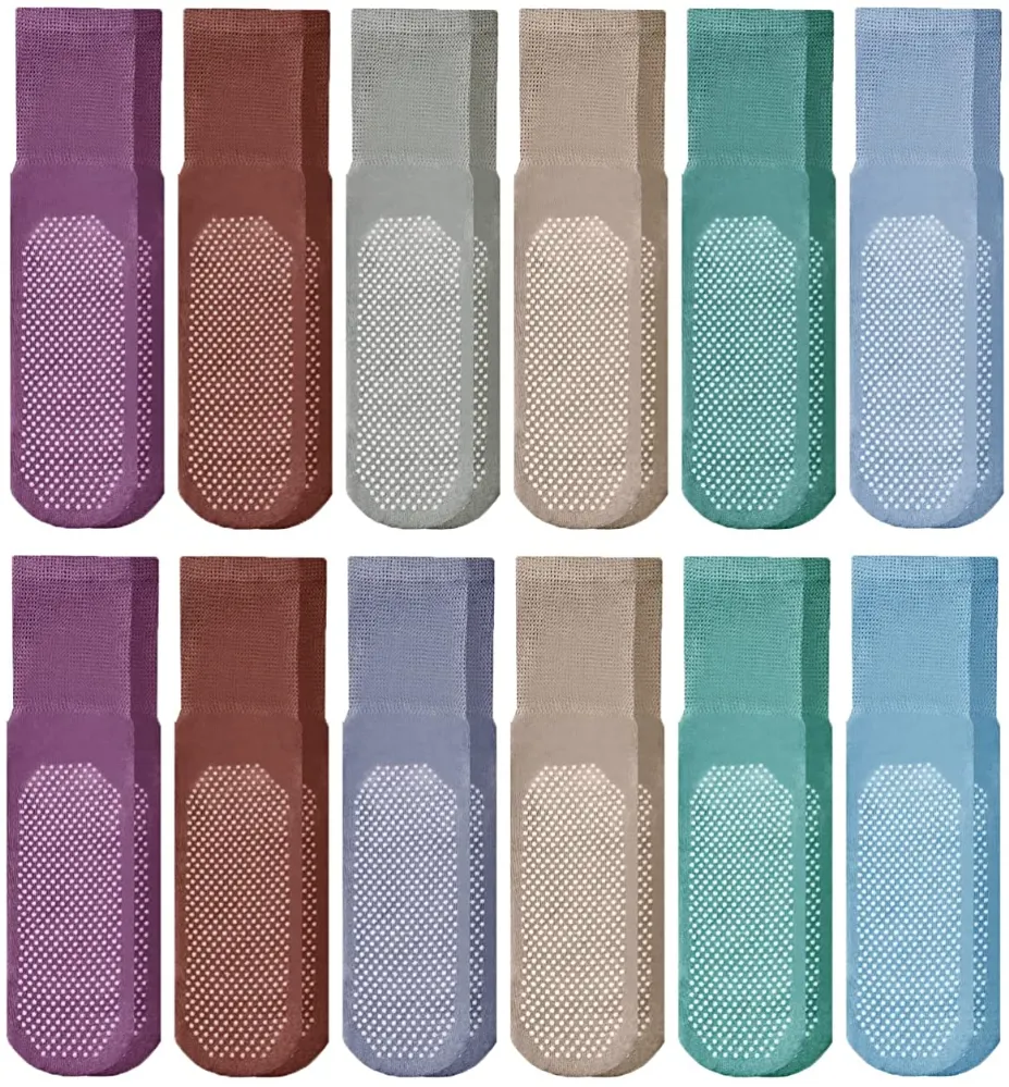 12 Pairs of Yacht & Smith Men's Diabetic Cotton Assorted Pastel Colors Non Slip Socks, Size 10-13