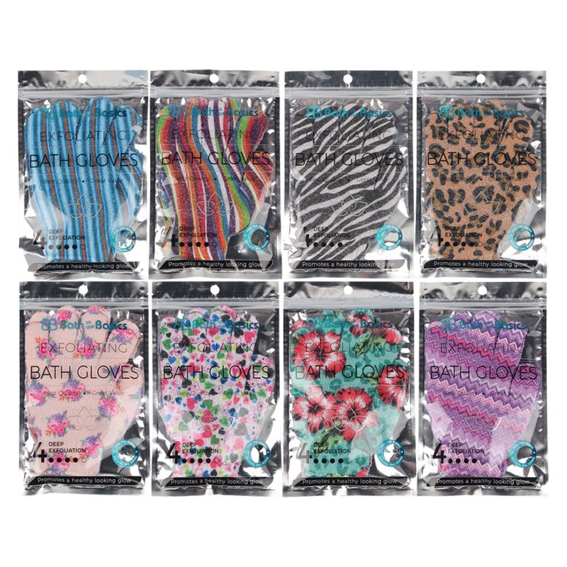 48 Pieces of Printed Bath & Shower Gloves