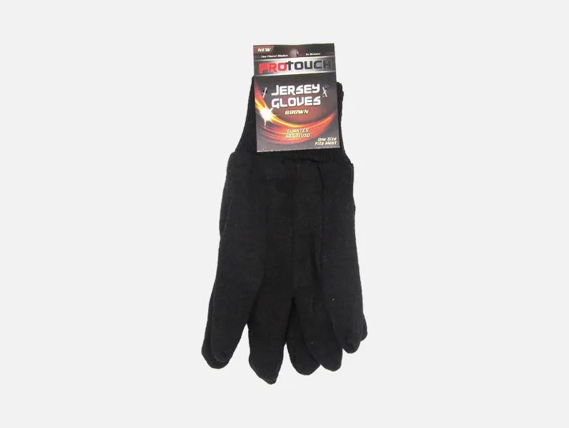 72 Wholesale Brown Jersey Gloves 1 Pair Pack