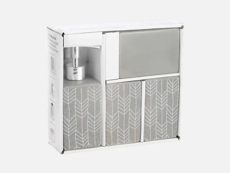 12 Pieces of 4pcs Printed  Dolomite Bath Set