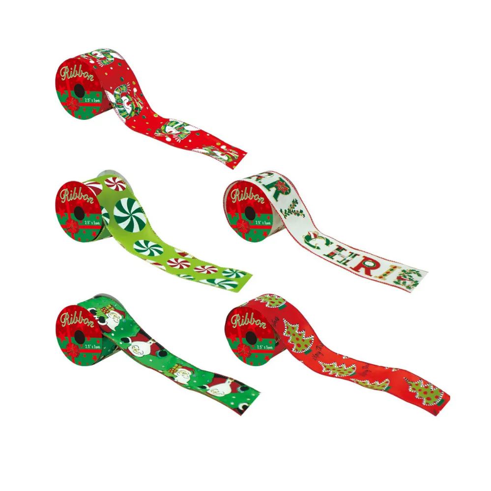 48 Pieces of Christmas Printed Gift Ribbon