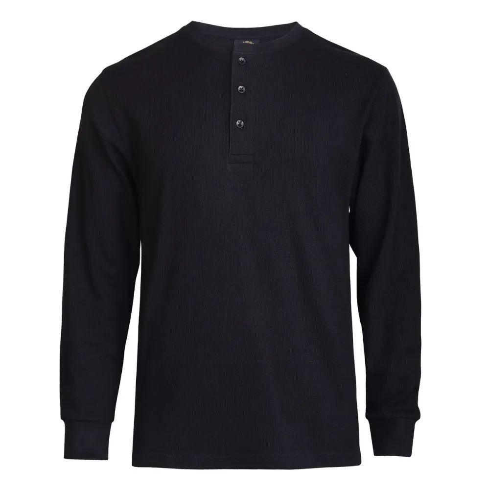 12 Wholesale Knocker Men's WafflE-Knit Thermal Henley Shirt Size S