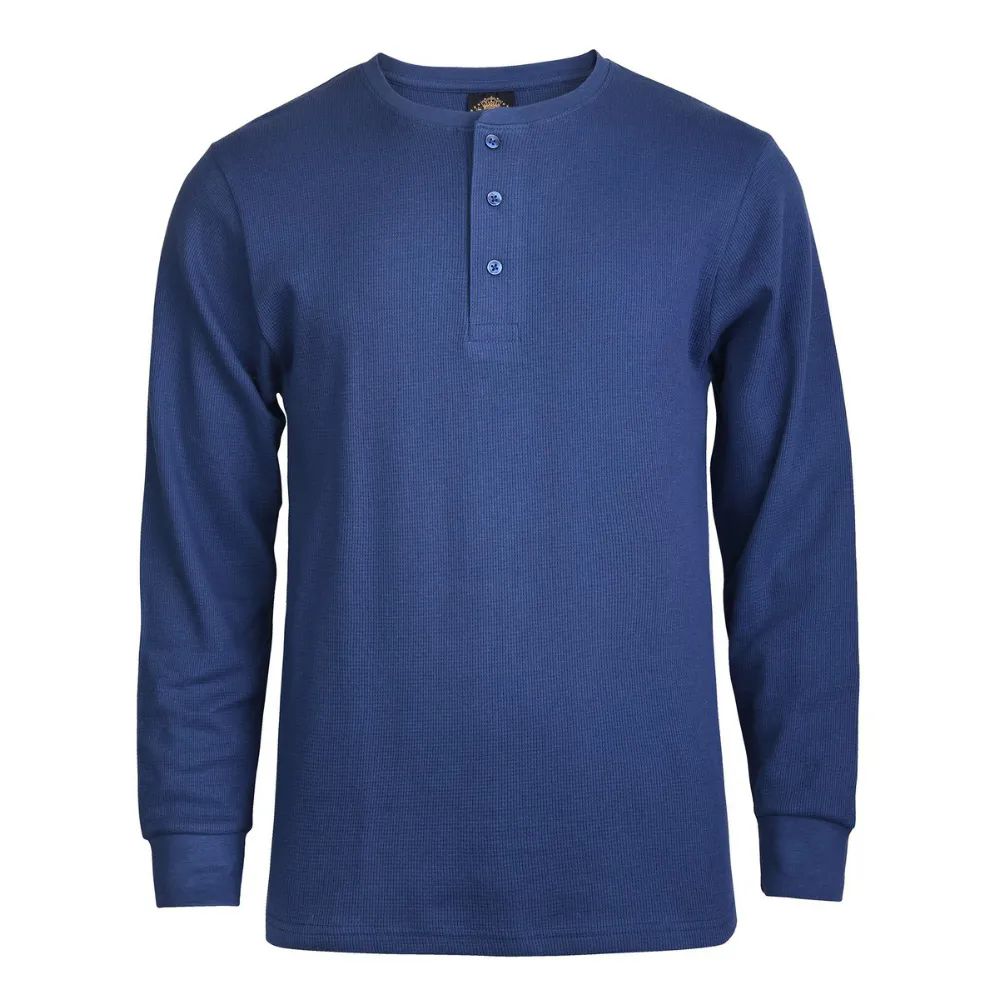 18 Wholesale Knocker Men's WafflE-Knit Thermal Henley Shirt Size M - at ...