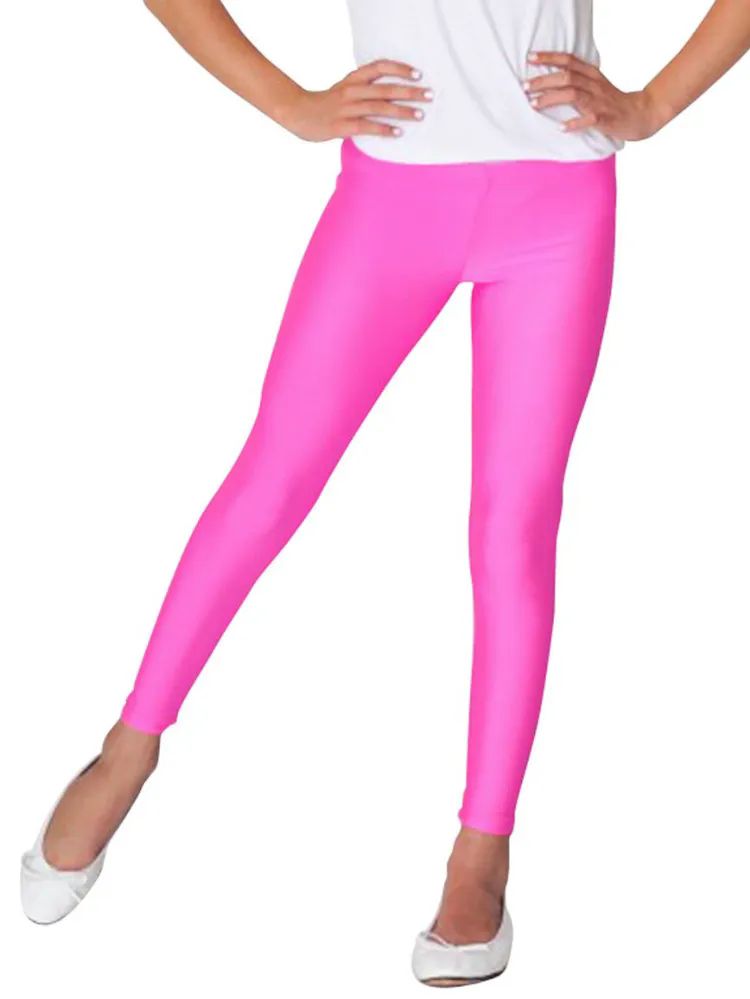 72 Wholesale Mopas Girl's Full Length Leggings H.pink