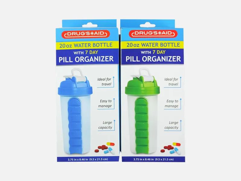 12 Pieces of 7-Days Pill Organizer W/water Bottle