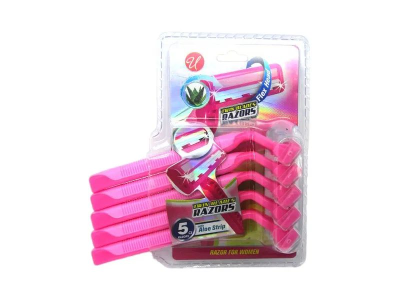 24 Pieces of 5 Pack Twin Blade Razor In Pink