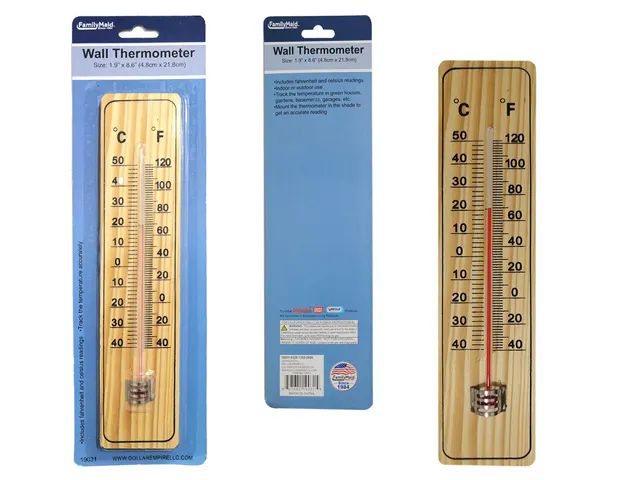 96 Pieces of Jumbo Wood Wall Thermometer