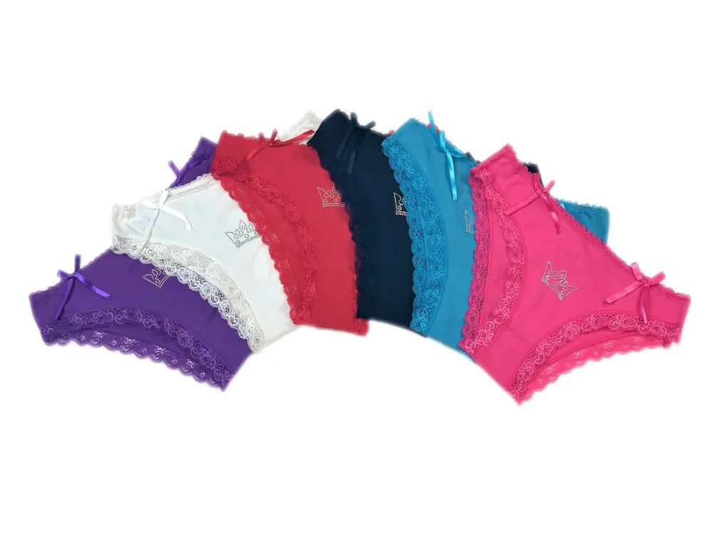 36 Pairs of Ladies' Cotton Panty With Lace And Rhinestones Size xl