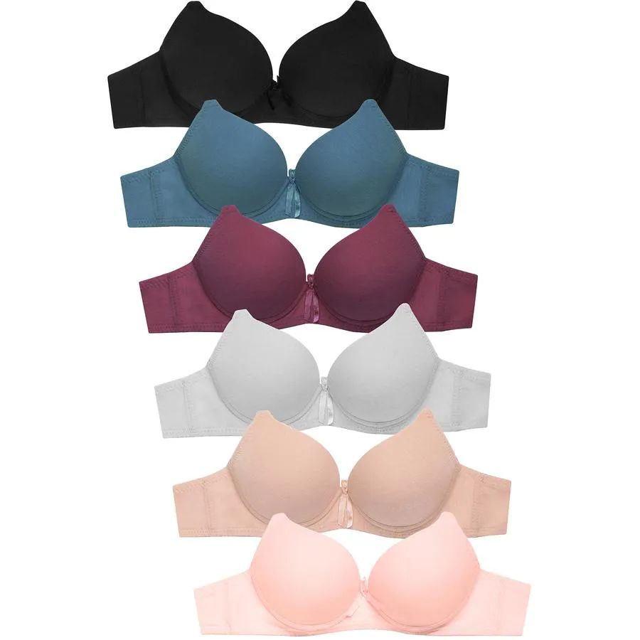 216 Wholesale Sofra Ladies Demi Cup Lace Cotton Push Up Bra B Cup - at 
