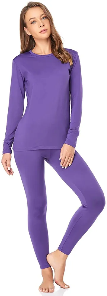Yacht & Smith Womens Cotton Thermal Underwear Set Purple Size S - at -   
