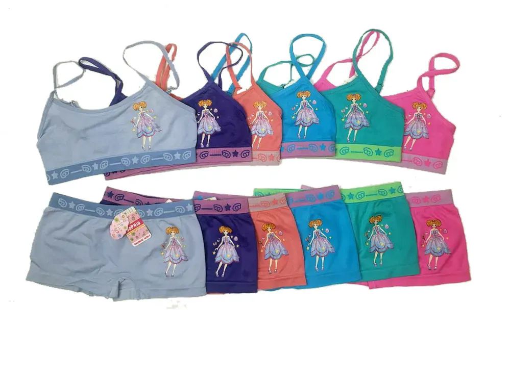 36 Pieces of Girl's Seamless Bra And Boxer Set Assorted Sizes