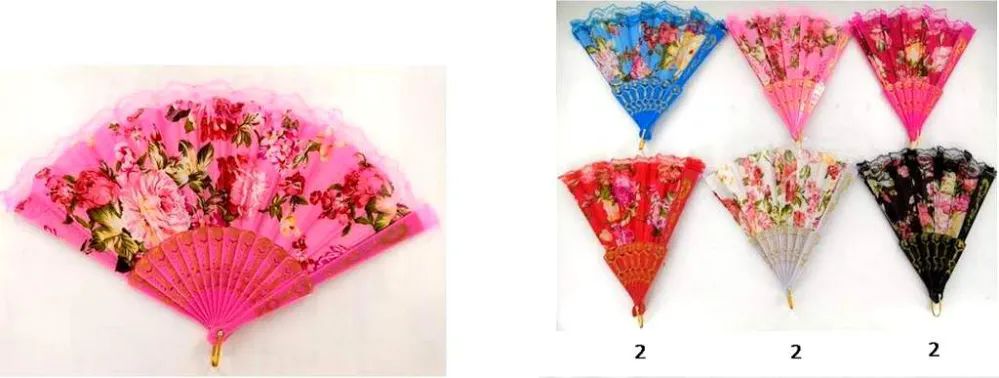48 Pieces of Colorful Hand Fan With Flower