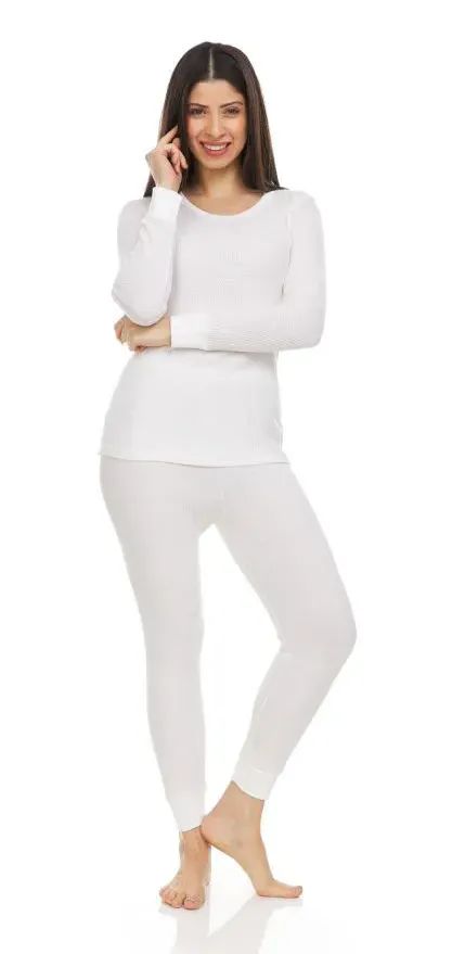 Yacht And Smith Womens Thermal Underwear Set In White Size Small
