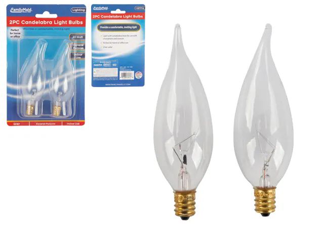 96 Pieces of 2pc 40 Watt Clear Candelabra Light Bulbs