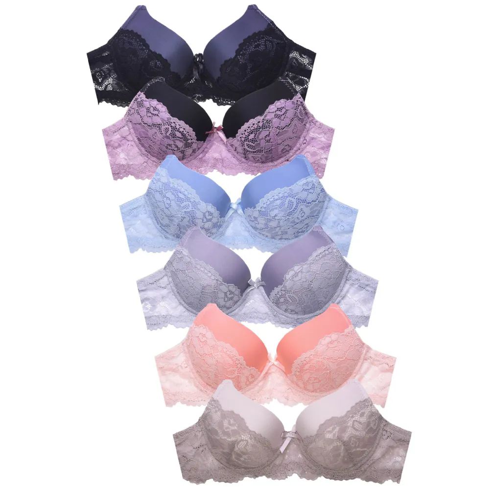 36 Pieces of Lacey Ladys Wireless, No Pad Mama Bra Assorted Color