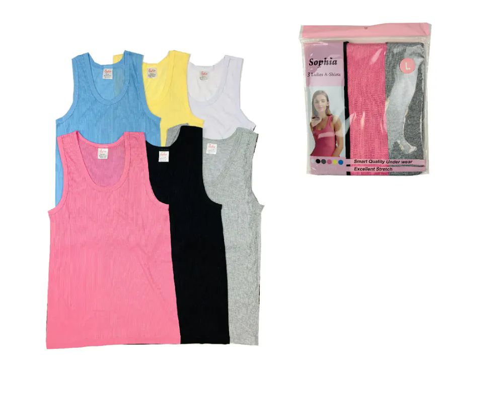 48 Pieces of Ladies' Cotton Coloured A-Shirt Size M