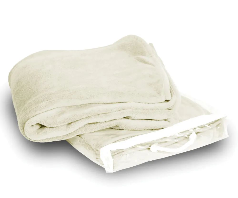 20 Wholesale Micro Plush Fleece Coral Blanket In Cream Color