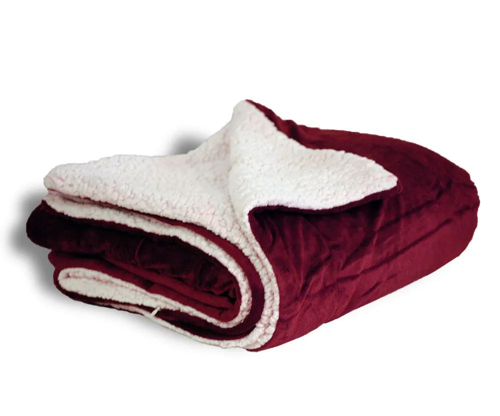 10 Pieces Micro Mink Sherpa Blanket In Burgandy - Fleece & Sherpa Blankets