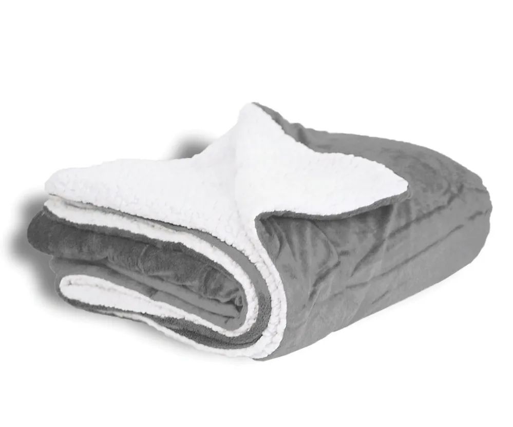 10 Wholesale Micro Mink Sherpa Blanket In Gray