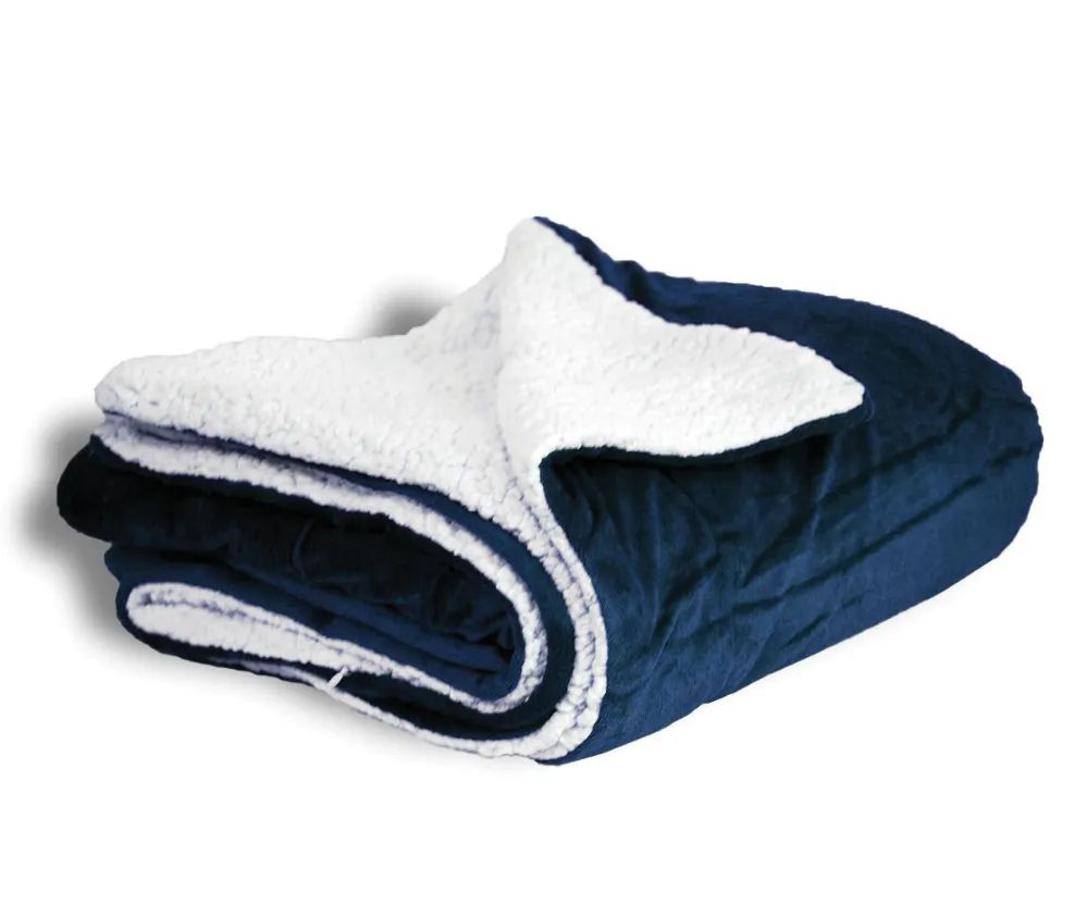 10 Wholesale Micro Mink Sherpa Blanket In Navy