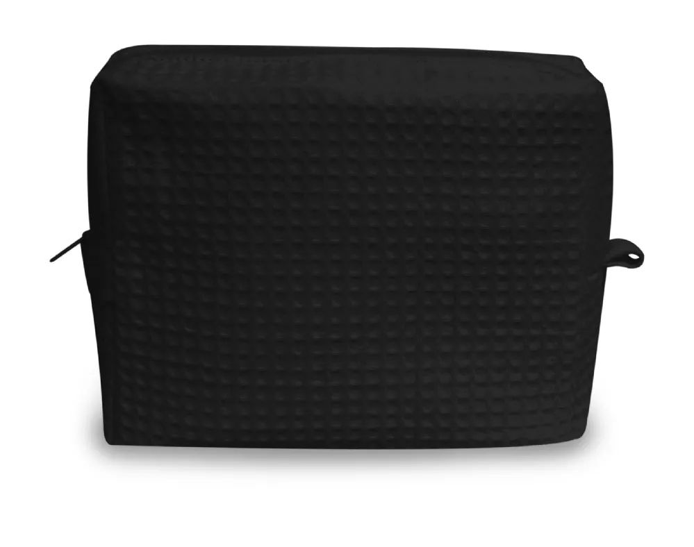12 Pieces of Waffle Weave Cotton Spa Bag In Black