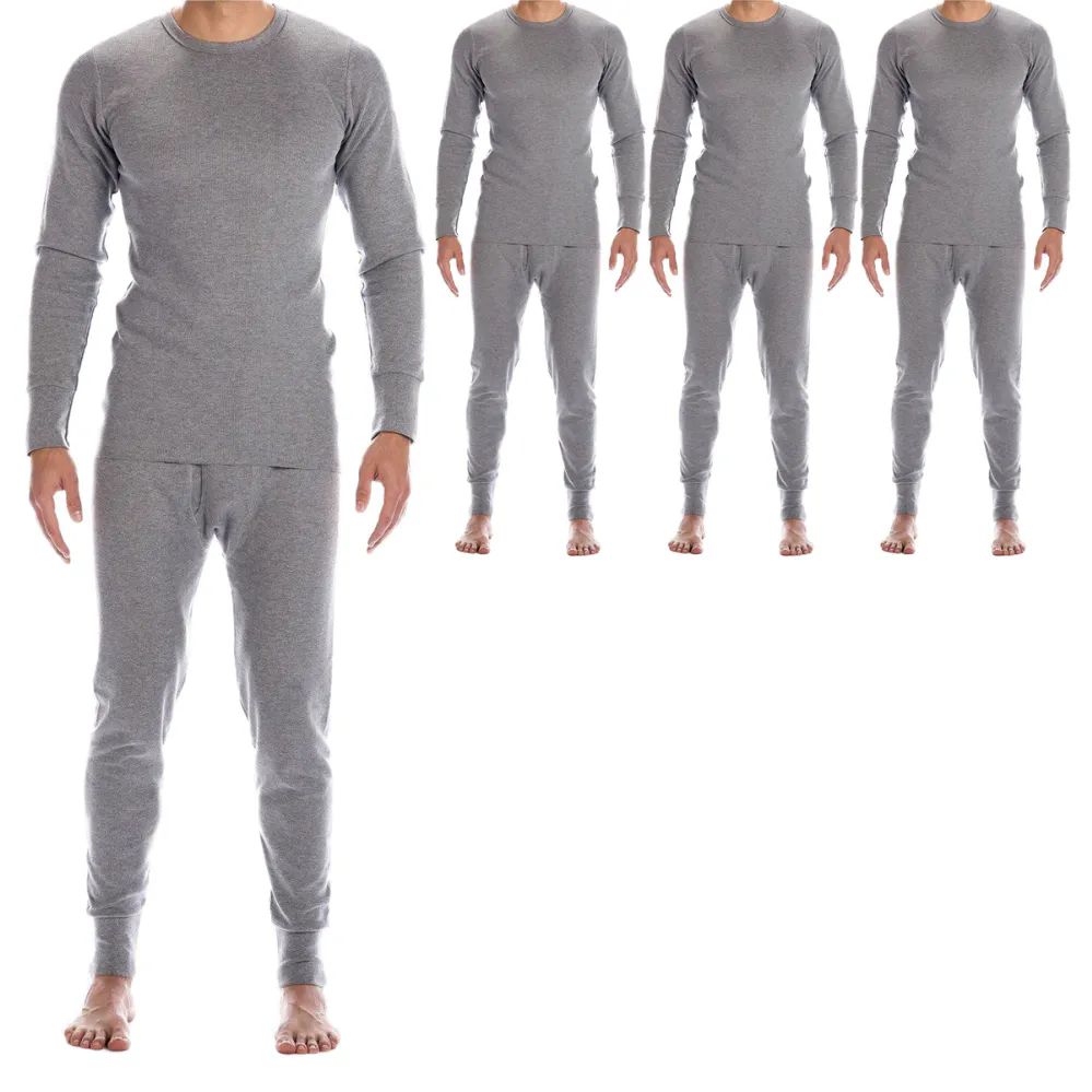 6 Pack Yacht And Smith Men's Thermal Underwear Set In Gray Size Large