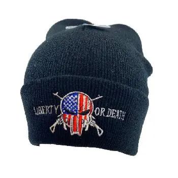144 Wholesale Embroidered Knitted Cuff Hat [mberty Or Death]*typo*