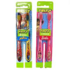 24 Wholesale 2pk Child's Firefly Toothbrush [barbie & Spiderman]