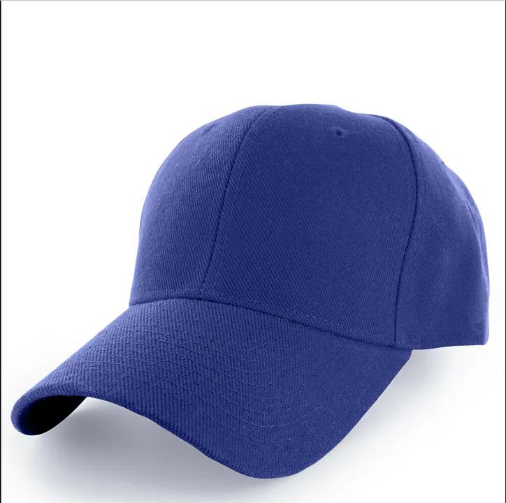 48 Wholesale Hats - Base Caps Plain - Royal Blue
