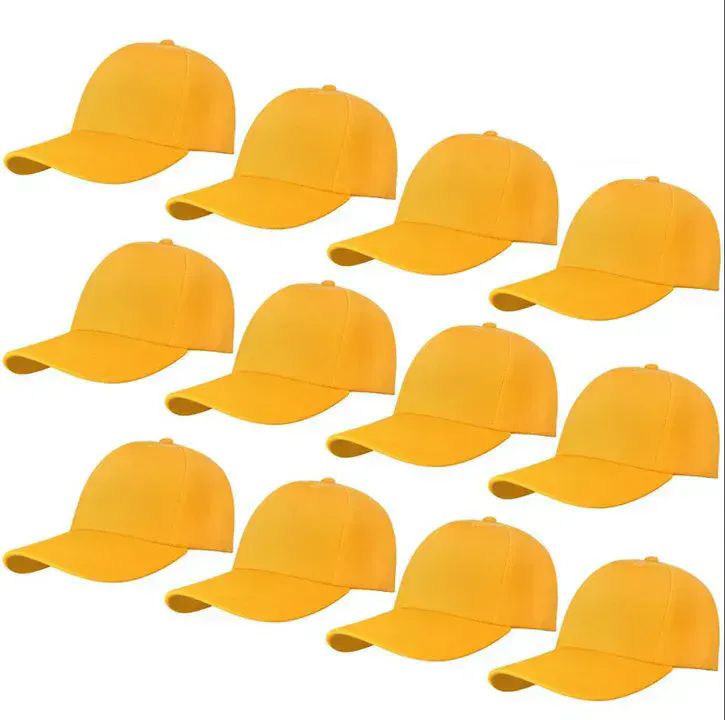 48 Wholesale Hats - Base Caps Plain - Gold