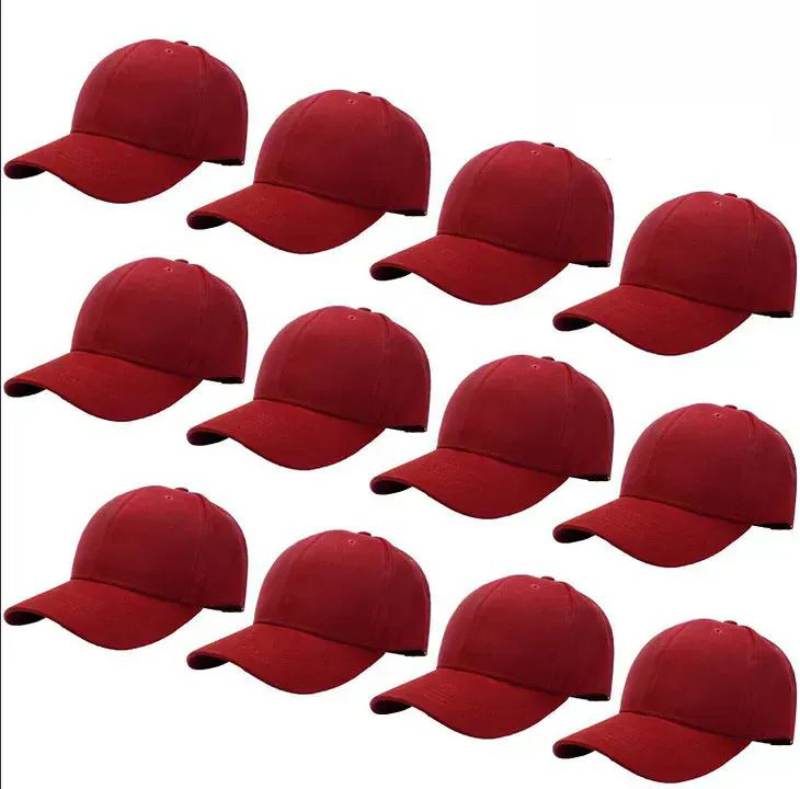 48 Pieces of Hats - Base Caps Plain - Burgandy