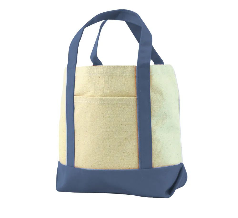 48 Wholesale 9 Ounce Cotton Seaside Canvas Tote In Blue