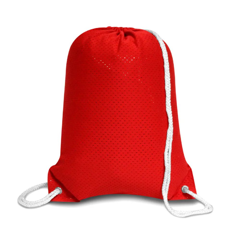 48 Wholesale Jersey Mesh Drawstring Backpack In Red at