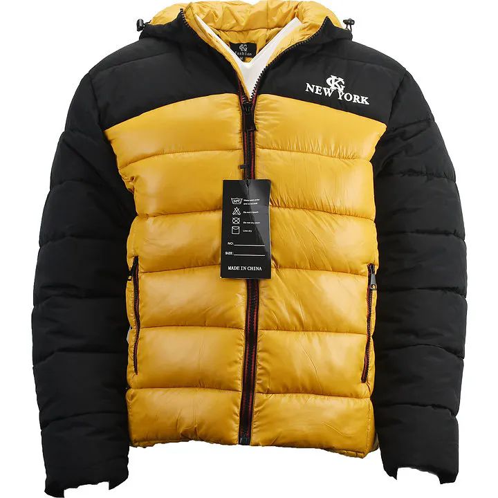 12 Wholesale Two Color Men's Puffer Jackets Size Assorted Color Gold
