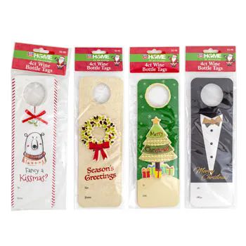 50 Pieces of Christmas Wine Bottle Tag 4ct Assorted Designs pp