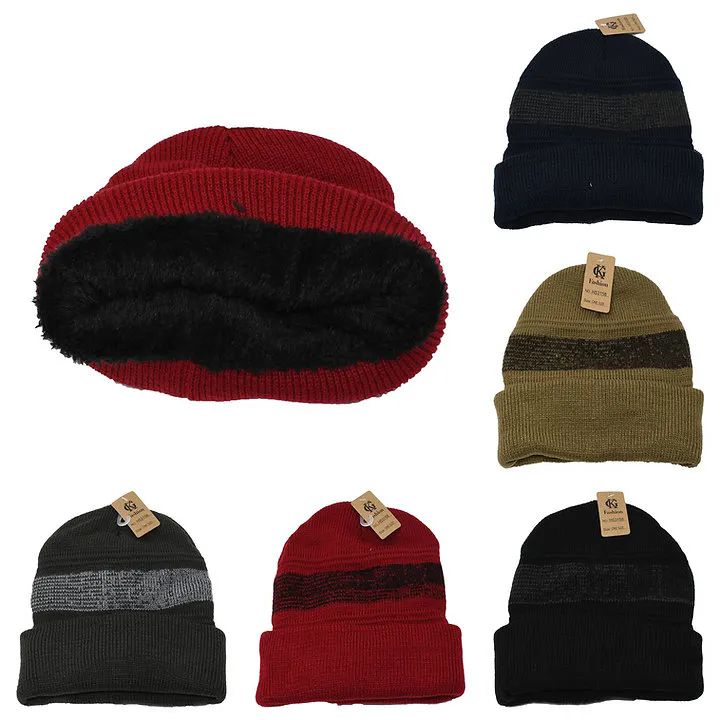 24 Pieces of Men's Winter Hat With Fleece Linning Inside Mix Colors
