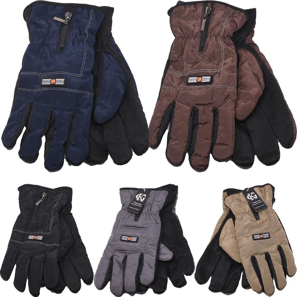 36 Wholesale Ski Gloves Fleece Linning Zipper Mix Colors