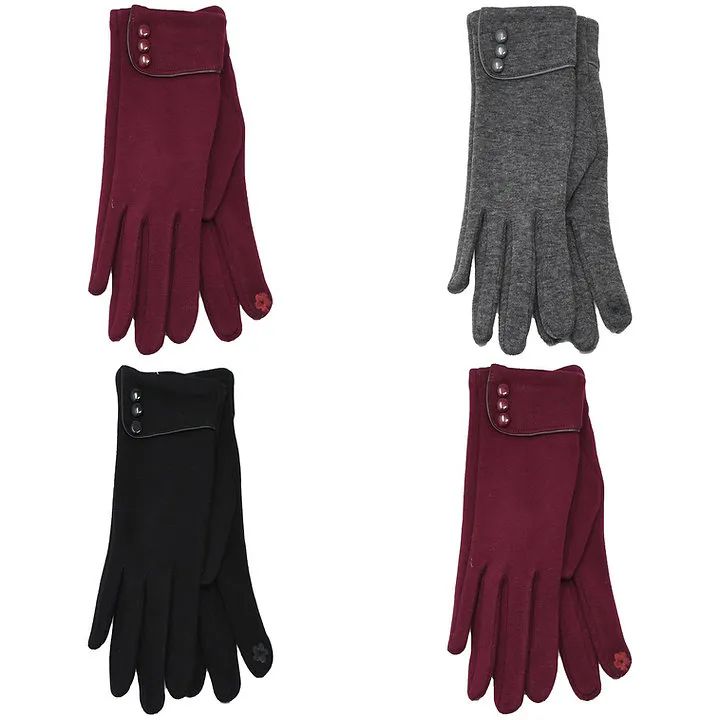 36 Wholesale Fashion Gloves Button Style Mix Colors