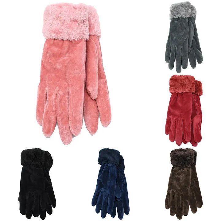 36 Wholesale Fleece Linning Knitted Gloves Mix Colors