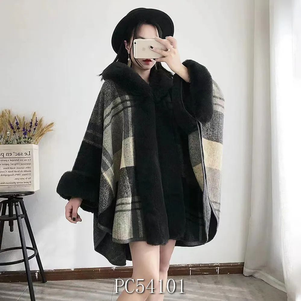 12 Pieces of Faux Fur Trim Layers Poncho Cape Cardigan Sweater