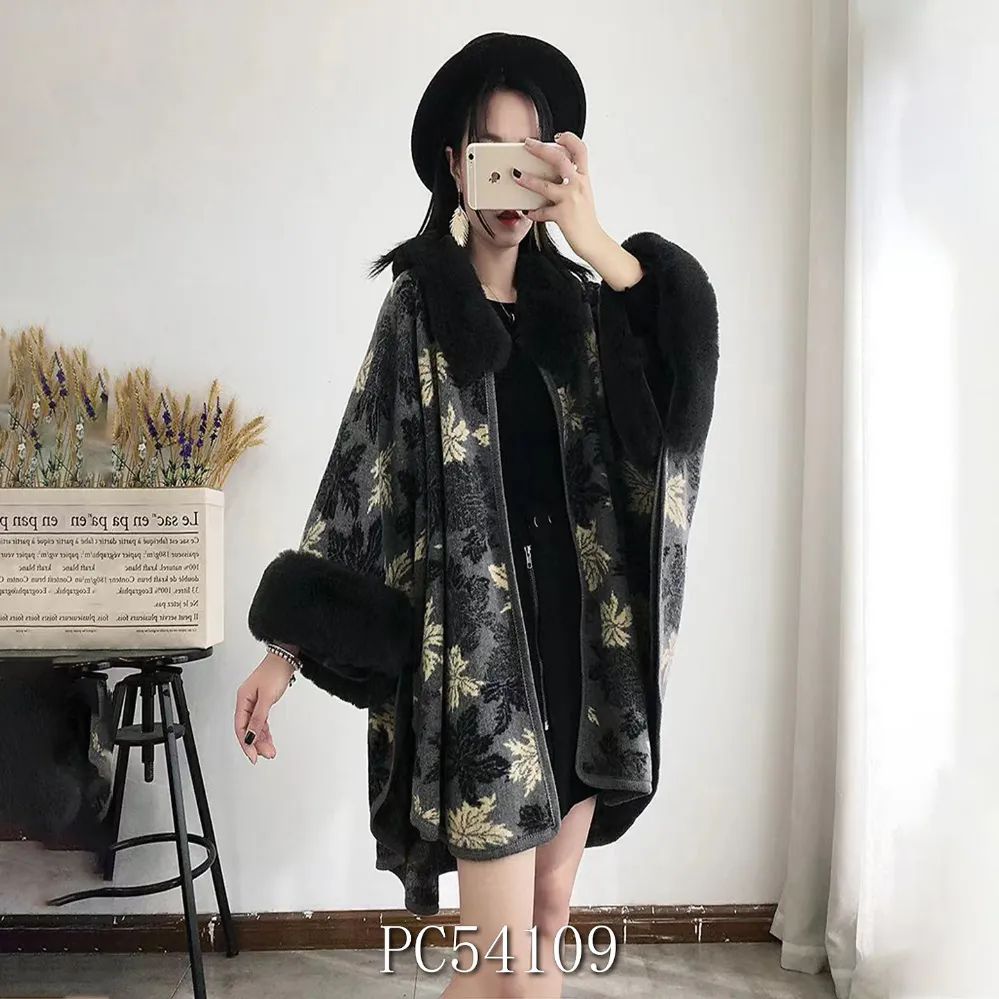 12 Pieces of Faux Fur Trim Layers Poncho Cape Cardigan Sweater