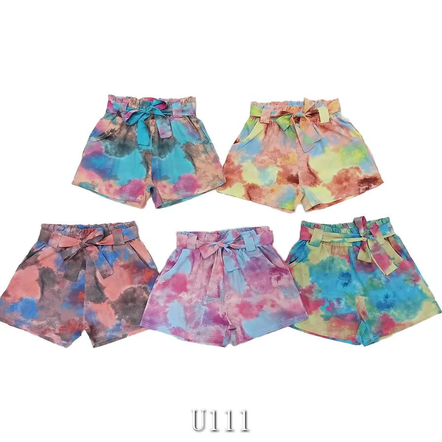24 Wholesale Dark Tone Tie Dye Pattern Rayon Shorts Size S