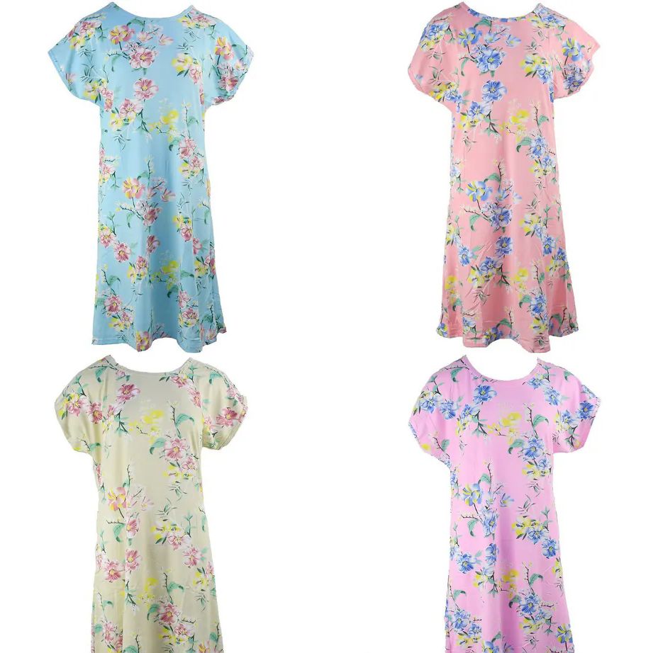24 Wholesale Floral Design Mix Design Night Gown Size M