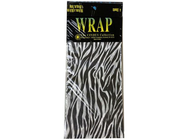 144 Pieces of 4 Sheet Zebra Print Gift Tissue Wrap 20 In X 20 in