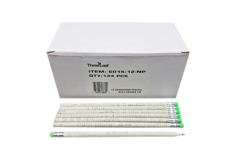 12 Wholesale 144 Ct. # 2 News Paper Pencils With Eraser Tip, 12 Boxes ( 1728 Pencils )