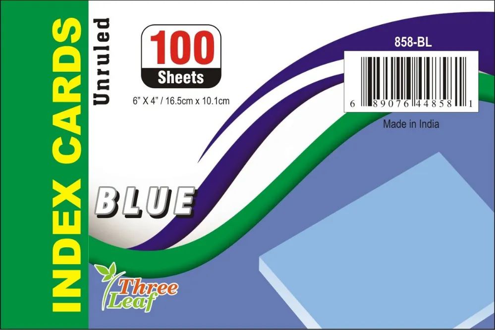 40 Pieces of 100 Ct. 4 X 6, Index Cards Unruled, Blue