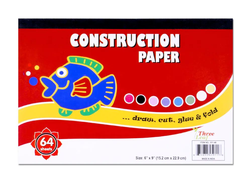 48 Pieces of Construction Paper Pad (6 X 9 Inches / 48 Sheets / 8 Assorted Colors) - MultI-Colored Craft Paper For Kids - Draw, Cut, Glue & Fold - Great For Classroom, School & Art & Craft Projects By Luxor