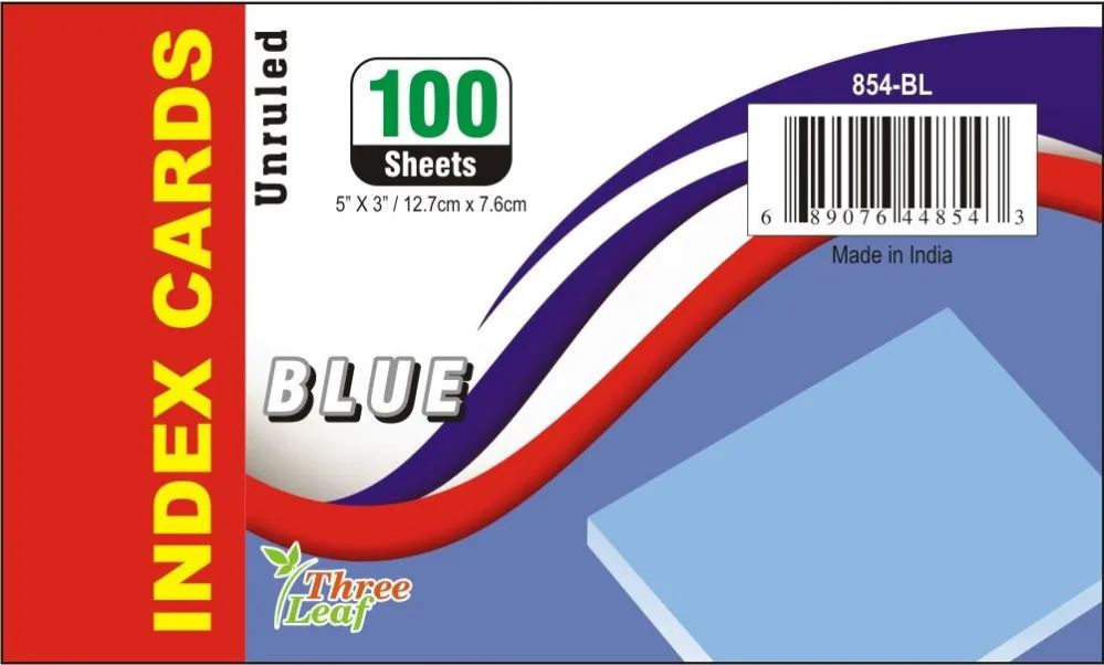 40 Pieces of 100 Ct 3 X 5, Index Cards Unruled, Blue
