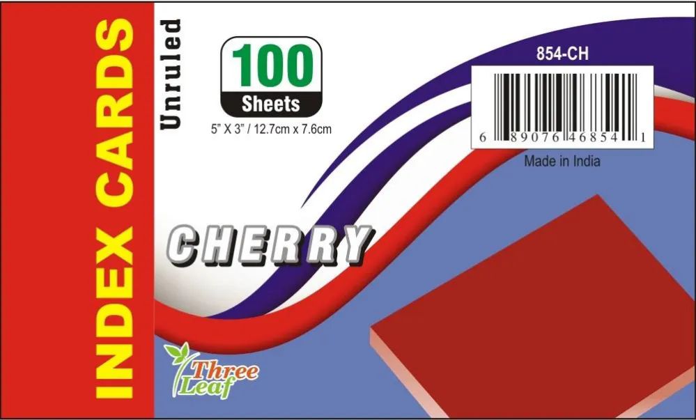 40 Pieces of 100 Ct, 3 X 5, Index Cards Unruled,  Cherry