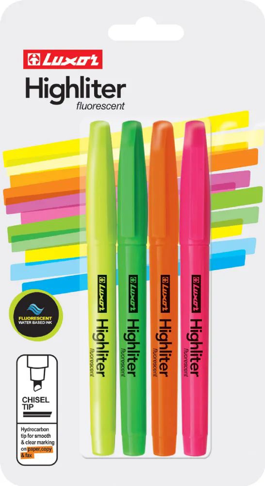 144 Pieces of Fluorescent Highlighter Multicolor (4 Pk Blister)